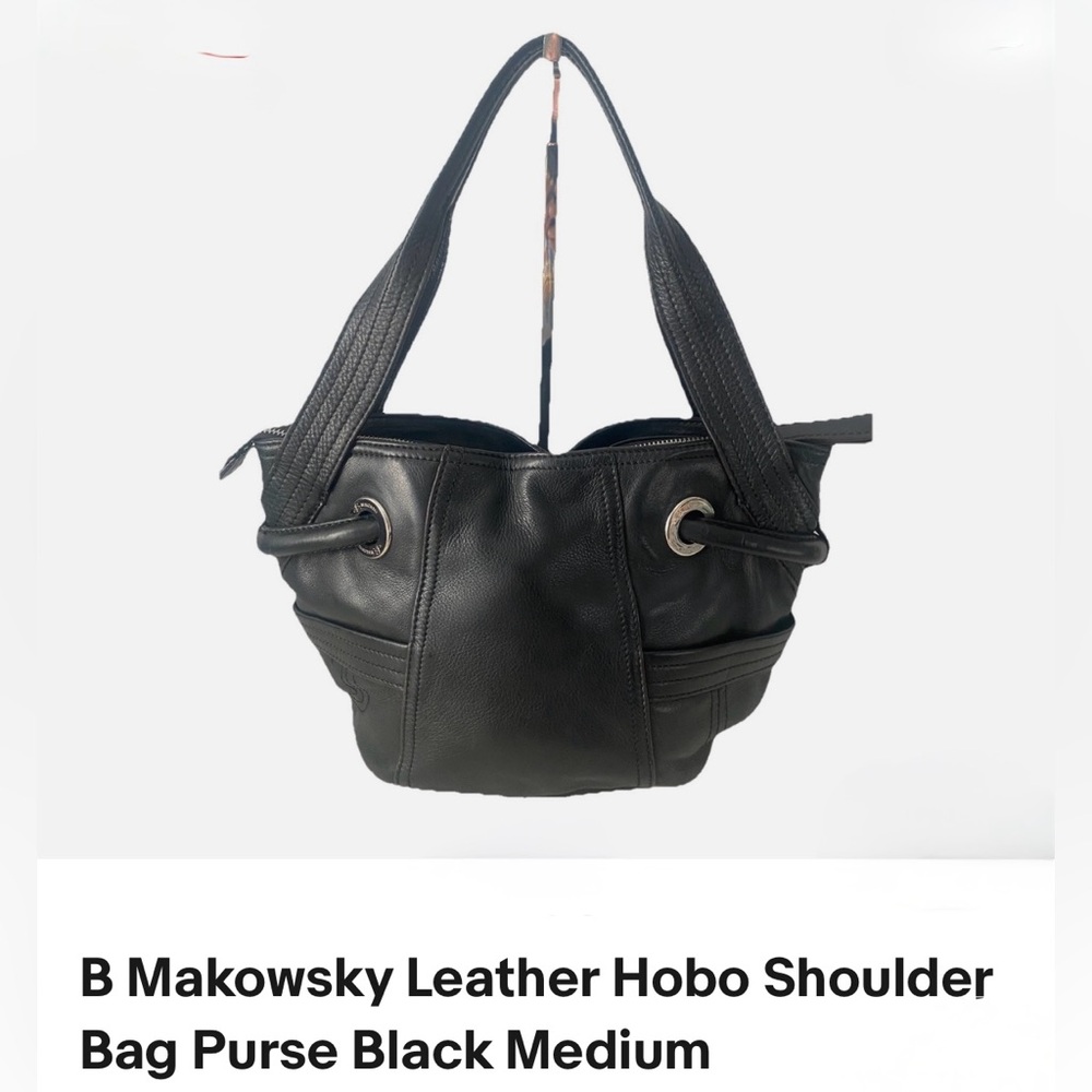 B.Makowsky Hobo Bag in Pebbled, Luxuriously Soft Black Leather 13x6x10 w/8” Drop